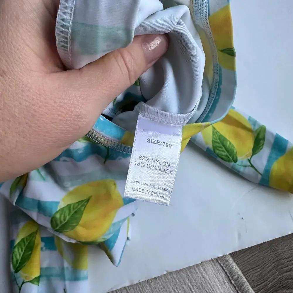 Uideazone Lemon Print Rash Guard Swimsuit - Size 100